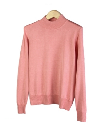 Women's Silk Mock Neck Sweater Long Sleeve w/ Banded Bottom. XS(4 ...