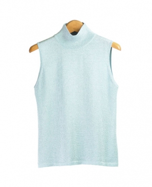 sleeveless mock turtleneck shell