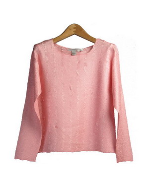 Women's polyester washable shirt blouse in jewel neck long sleeve ...